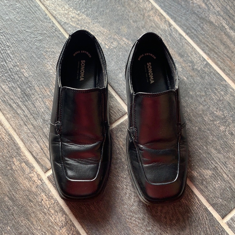 Boys black slip on shoes